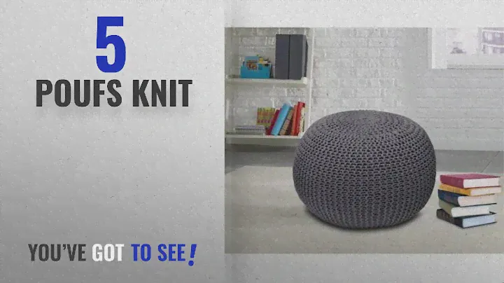 Top 10 Knit Poufs [2018 ]: Urban Shop Round Knit Pouf, Gray